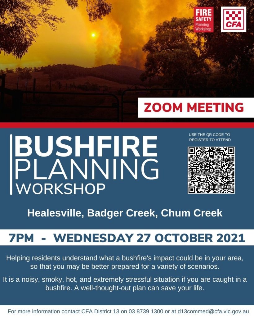Bushfire Planning Workshop 27/10/2021 - Healesville, Chum Creek, Badger Creek